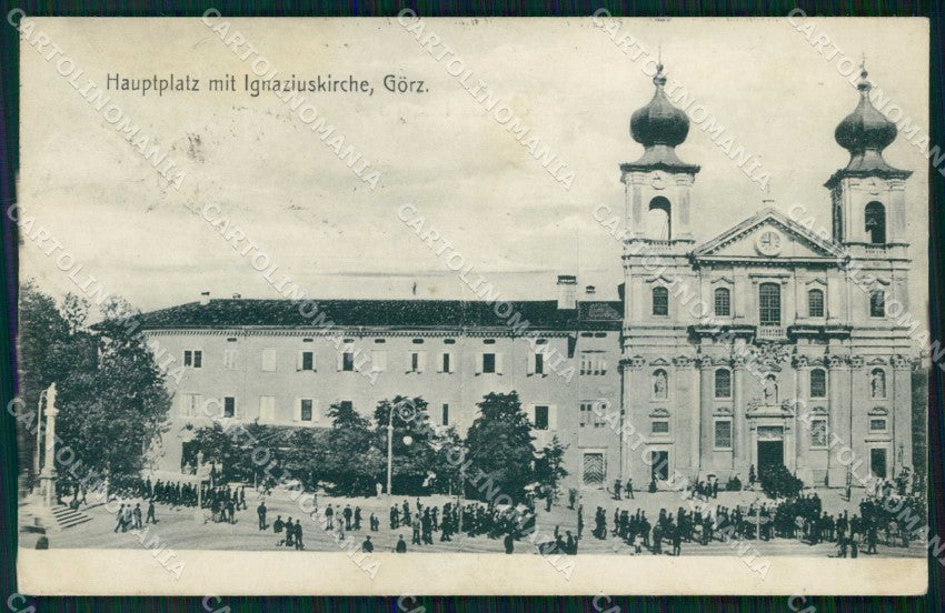 Gorizia Città Piazza Principale Chiesa Sant'Ignazio ABRASA cartolina RT0839 – fronte