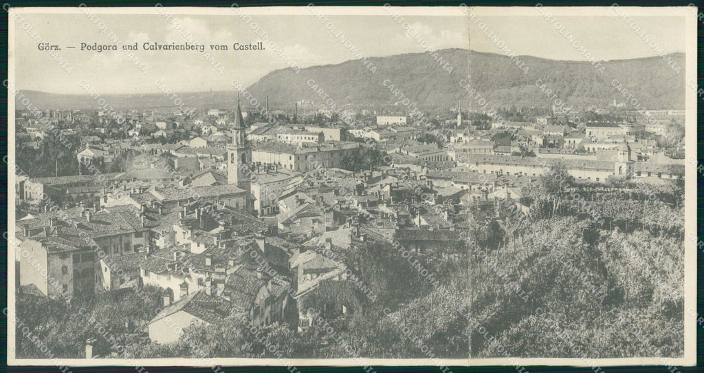 Gorizia Città Monte Calvario Castello Tripla cartolina RT0861 – fronte