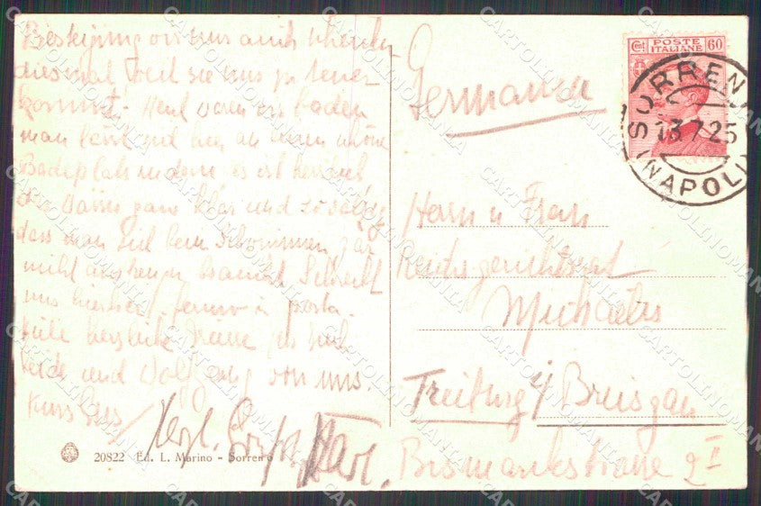 Napoli Sorrento Brunner 20822 cartolina RT0865 – retro