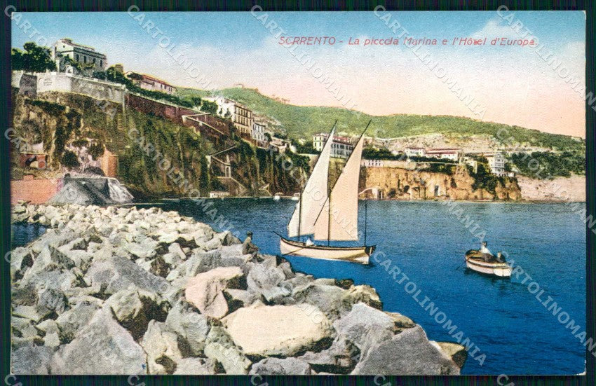Napoli Sorrento Piccola Marina Hotel d'Europa Barche cartolina RT0880 – fronte