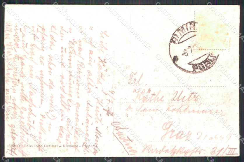 Rimini Riccione Saluti da Ridente Spiaggia cartolina RT0892 – retro