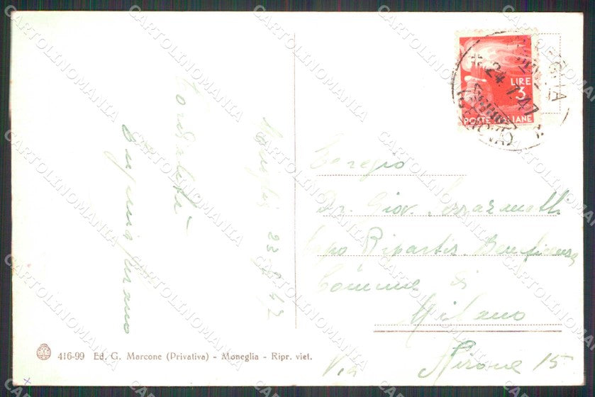 Genova Moneglia Scogliere Monti Barca Brunner 416 99 cartolina RT0895 – retro