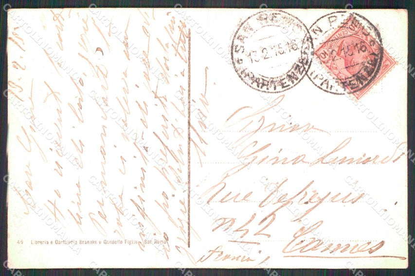 Imperia Sanremo Saluto da Piazza Mercato PIEGHE cartolina RT0899 – retro