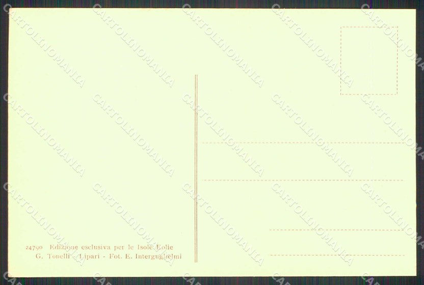 Messina Lipari Vulcano Cratere Tonelli 24790 cartolina RT0959 – retro