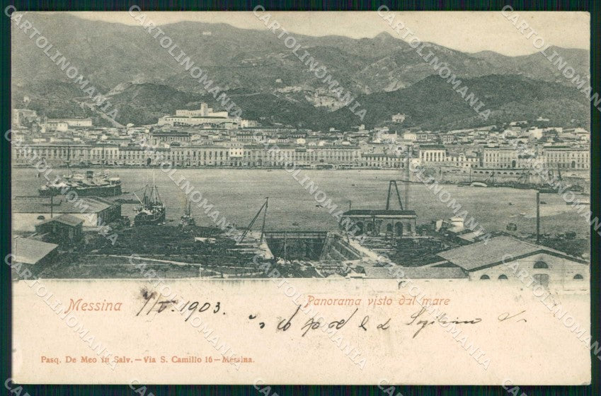 Messina Città Veduta dal Mare Barche cartolina RT0963 – fronte