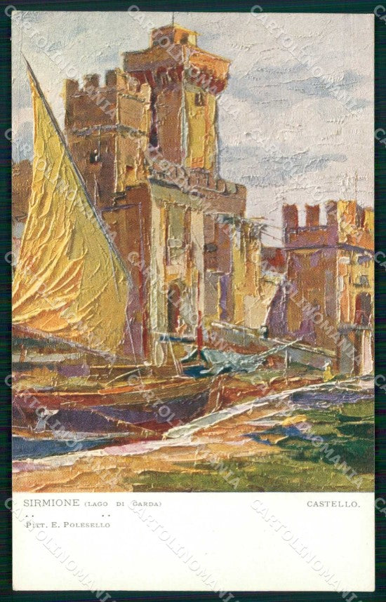 Brescia Sirmione Lago di Garda Castello Barca a Vela Polesello cartolina RT0981 – fronte