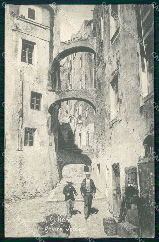 Imperia Sanremo Saluto da Strada Vecchia cartolina RT1080 – fronte