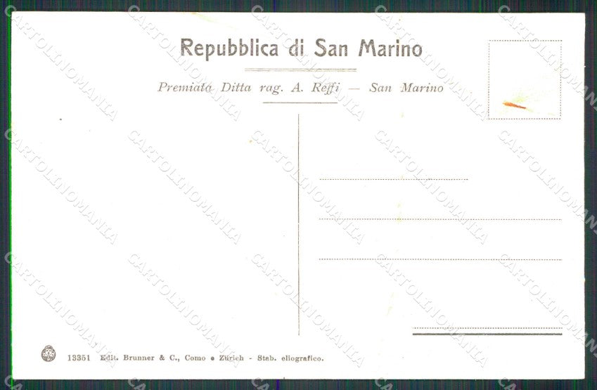 San Marino Città Brunner 13351 cartolina RT1105 – retro