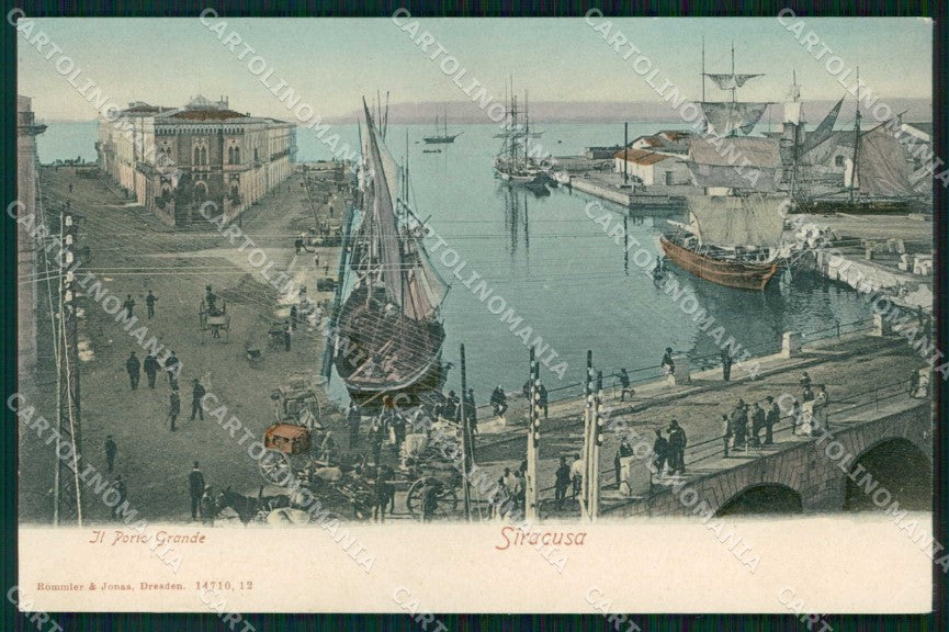 Siracusa Città Porto Grande Barche Rommler 14710 cartolina RT1127 – fronte