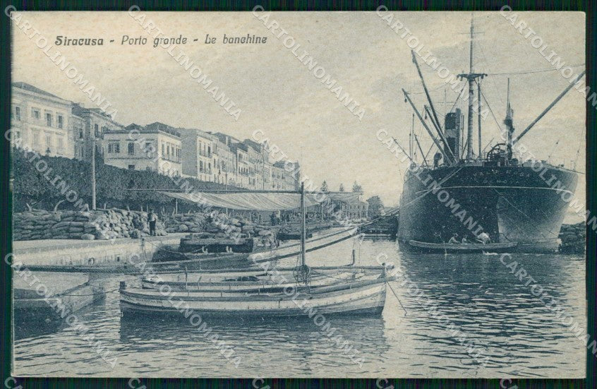 Siracusa Città Porto Grande con Barche Banchine cartolina RT1134 – fronte