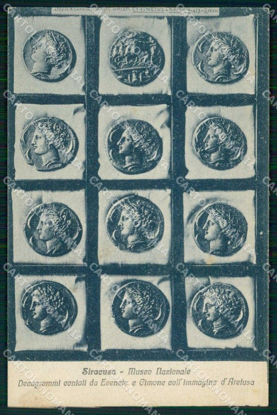 Siracusa Città Museo Nazionale Decagrammi con Immagine Aretusa cartolina RT1159 – fronte
