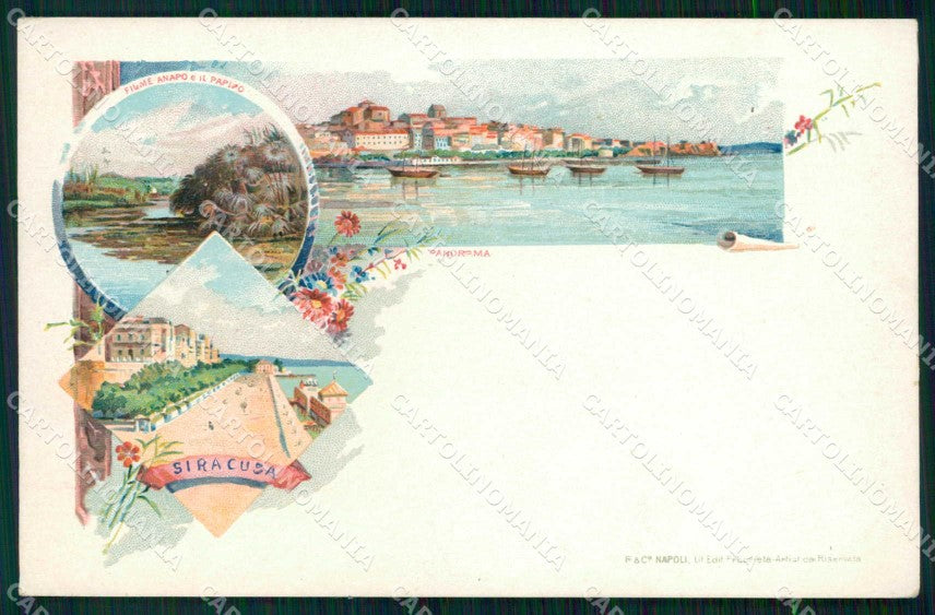 Siracusa Città Fiume Anapo Papiri Barche Gruss cartolina RT1161 – fronte