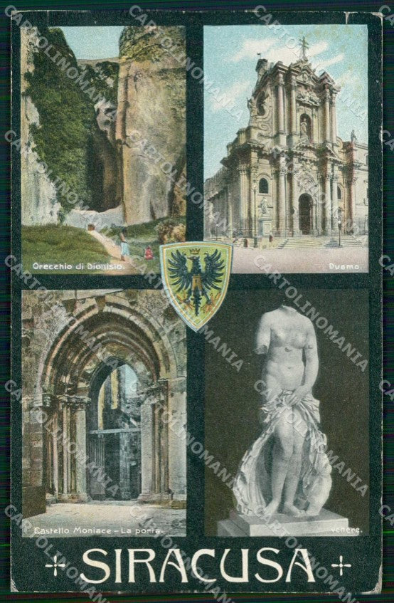 Siracusa Città Orecchio di Dionisio Duomo Castello Moniace cartolina RT1170 – fronte