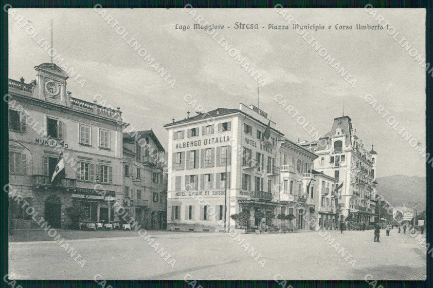 Verbania Stresa Corso Umberto I Piazza Municipio Brunner 18227 cartolina RT1197 – fronte