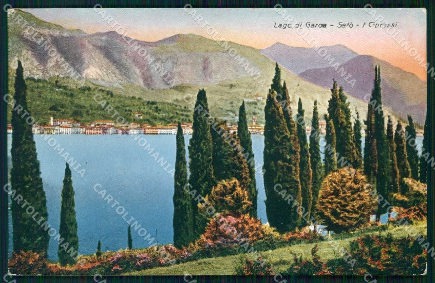 Brescia Salò Lago di Garda Cipressi cartolina RT1239 – fronte