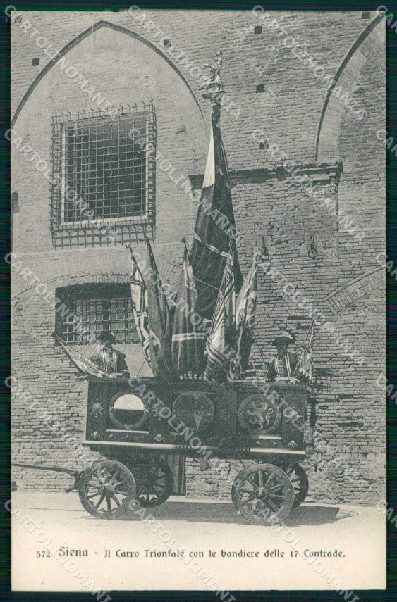 Siena Città Carro Trionfale con Bandiere delle 17 Contrade cartolina RT1308 – fronte
