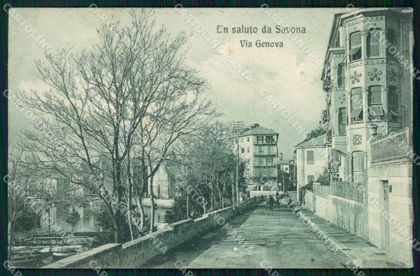 Savona Città Saluto da Via Genova cartolina RT1349 – fronte