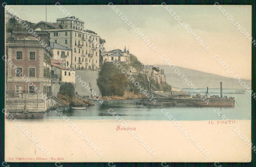 Savona Città Porto con Barche cartolina RT1350 – fronte