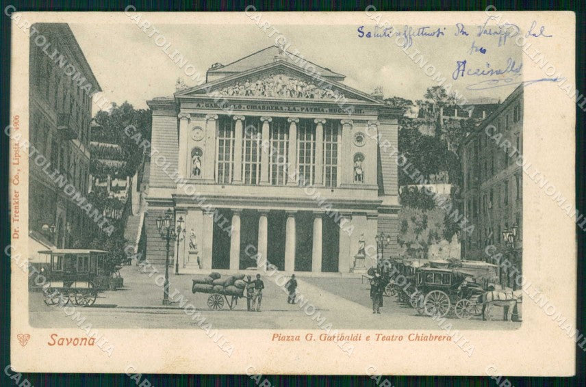 Savona Città Piazza Garibaldi Teatro Chiabrera Trenkler 4906 cartolina RT1355 – fronte