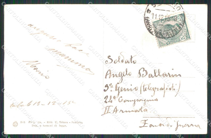 Sondrio Città Rive dell'Adda Brunner 395 cartolina RT1358 – retro