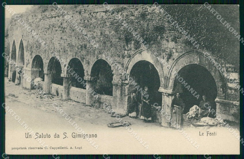 Siena San Gimignano Saluto da Fonti cartolina RT1386 – fronte