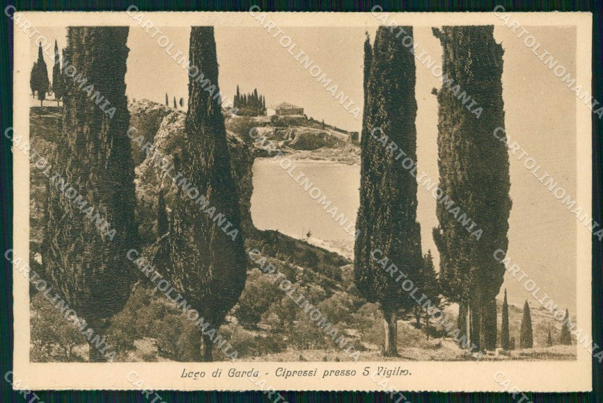 Verona Garda Punta San Vigilio Lago Cipressi cartolina RT1390 – fronte
