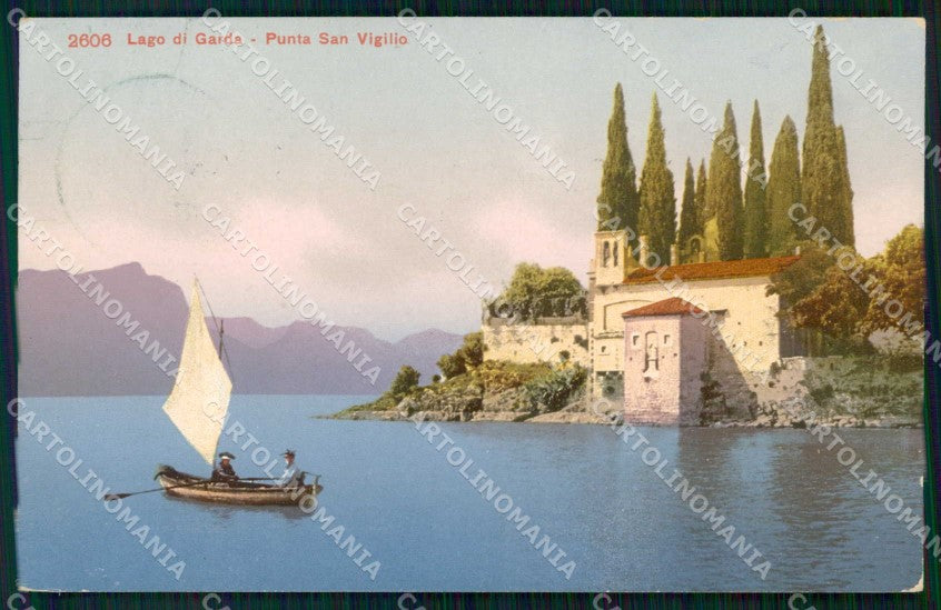 Verona Garda Punta San Vigilio Lago Barca cartolina RT1397 – fronte