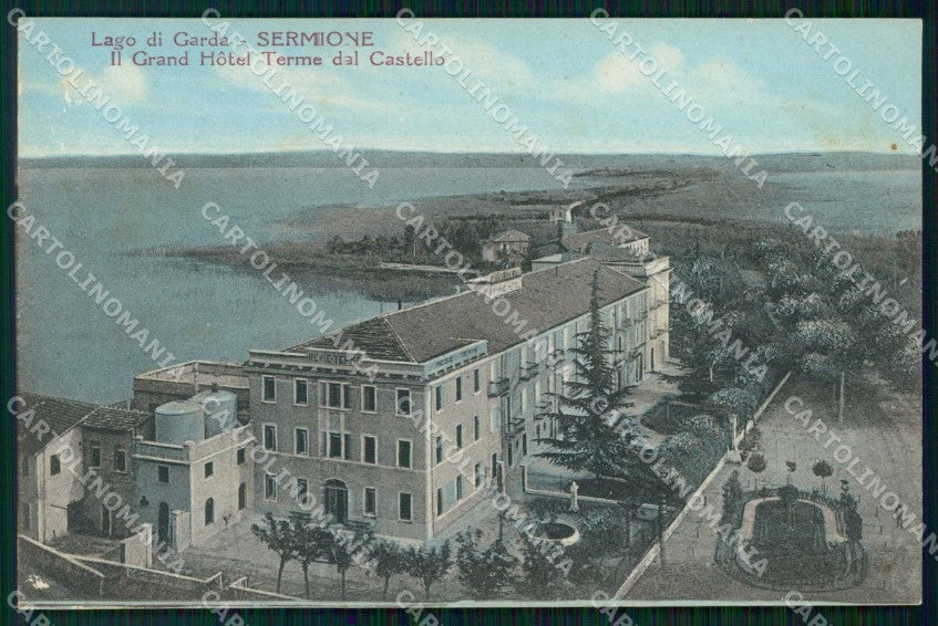 Brescia Sirmione Lago di Garda Grand Hotel Terme dal Castello cartolina RT1411 – fronte