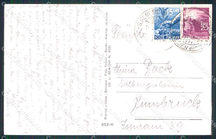Bolzano San Genesio Atesino Dolomiti Franzl 352 11 cartolina RT1419 – retro
