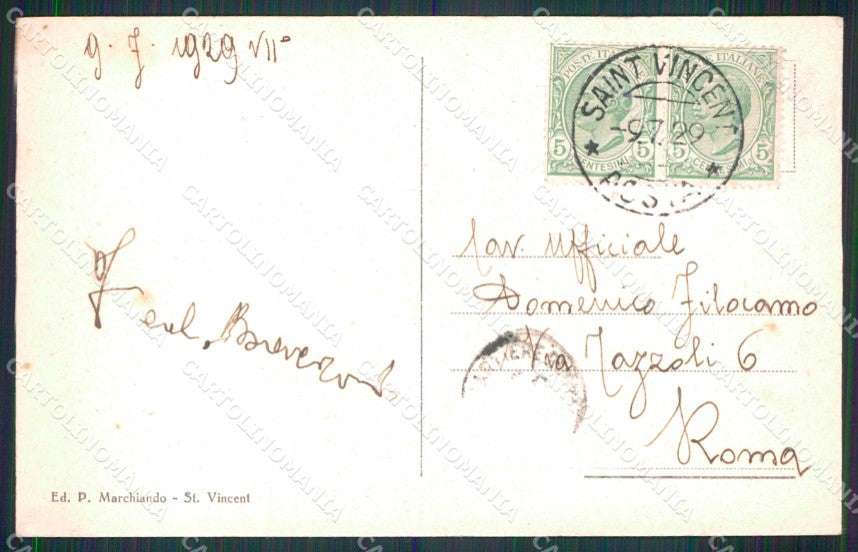 Aosta Saint Vincent Villino Testa Nera cartolina RT1420 – retro