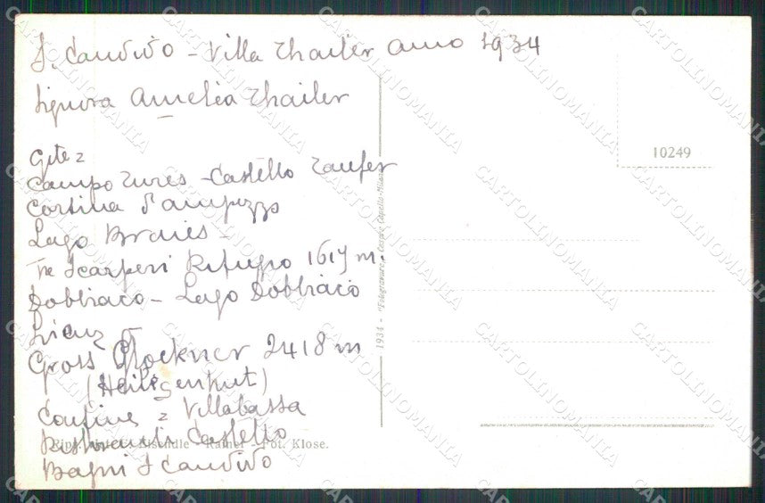 Bolzano San Candido Alta Pusteria cartolina RT1427 – retro