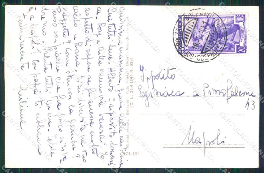 Bolzano Renon Soprabolzano Hotel Holzner Franzl 301 161 cartolina RT1496 – retro