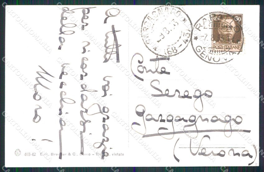Genova Rapallo San Michele Brunner 403 42 cartolina RT1561 – retro