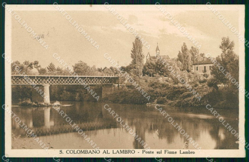 Milano San Colombano al Lambro Ponte sul Fiume ABRASA cartolina RT1572 – fronte