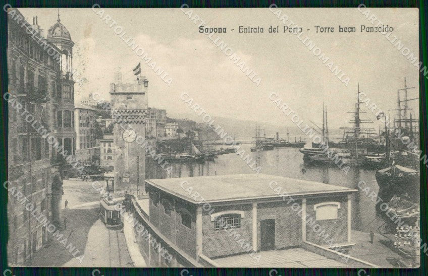 Savona Città Entrata Porto Torre Pancaldo Tram Alterocca 18956 cartolina RT1592 – fronte