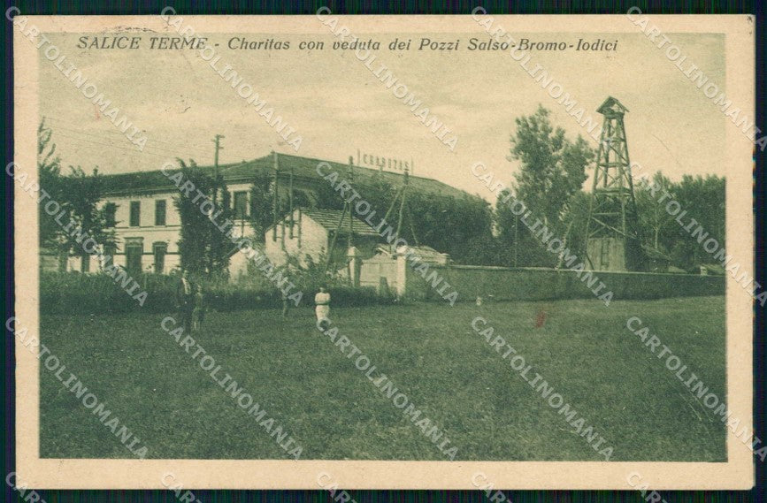 Pavia Salice Terme Charitas con Veduta Pozzi Salso Bromo Iodici cartolina RT1632 – fronte