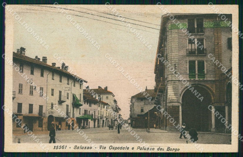 Cuneo Saluzzo Via Ospedale Palazzo del Borgo cartolina RT1676 – fronte