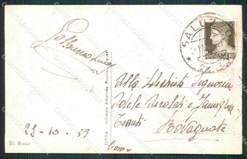 Cuneo Saluzzo Via Ospedale Palazzo del Borgo cartolina RT1676 – retro