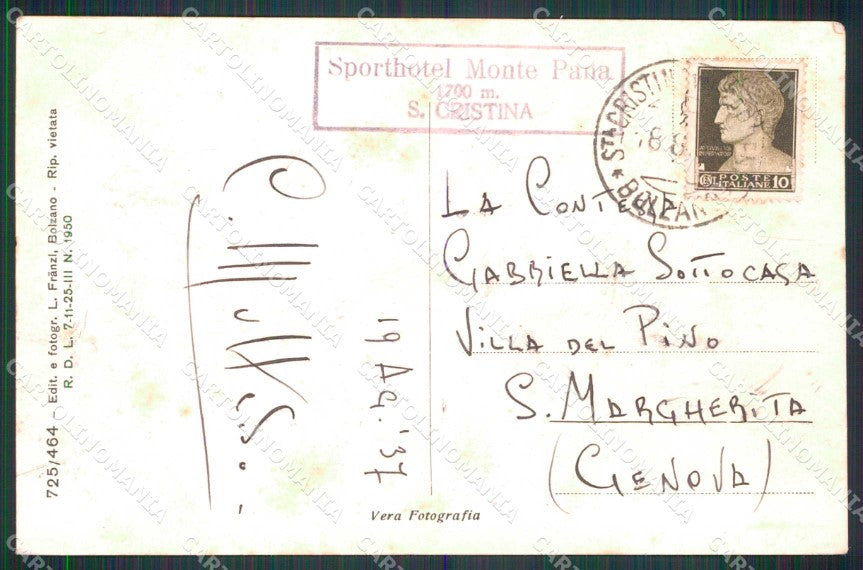 Bolzano Santa Cristina Sport Hotel Franzl 725 464 Foto cartolina RT1741 – retro