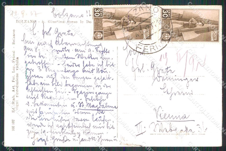 Bolzano Santa Giustina Dolomiti Franzl 700 107 Foto cartolina RT1748 – retro