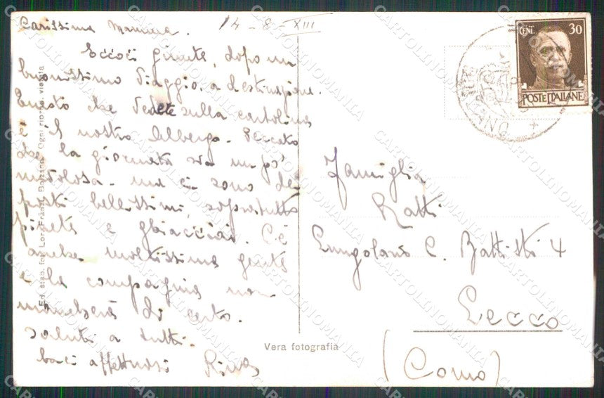 Bolzano Stelvio Albergo Stella Alpina Franzl 8025 Foto cartolina RT1755 – retro