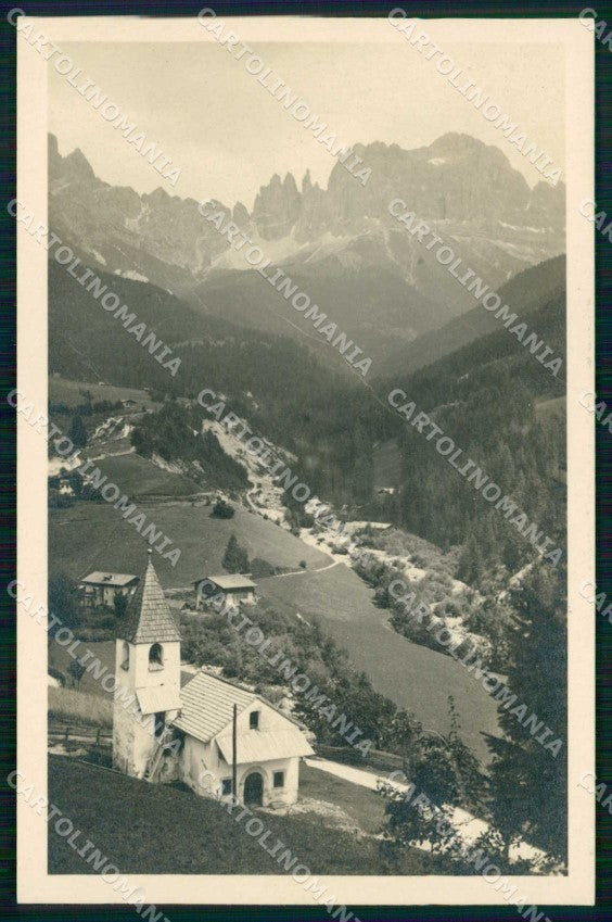 Bolzano Tires San Cipriano con Rosengarten PIEGA Foto cartolina RT1757 – fronte