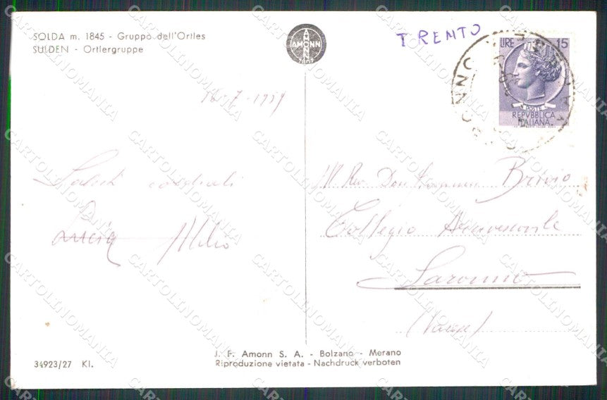 Bolzano Stelvio Solda Val Venosta Foto cartolina RT1760 – retro