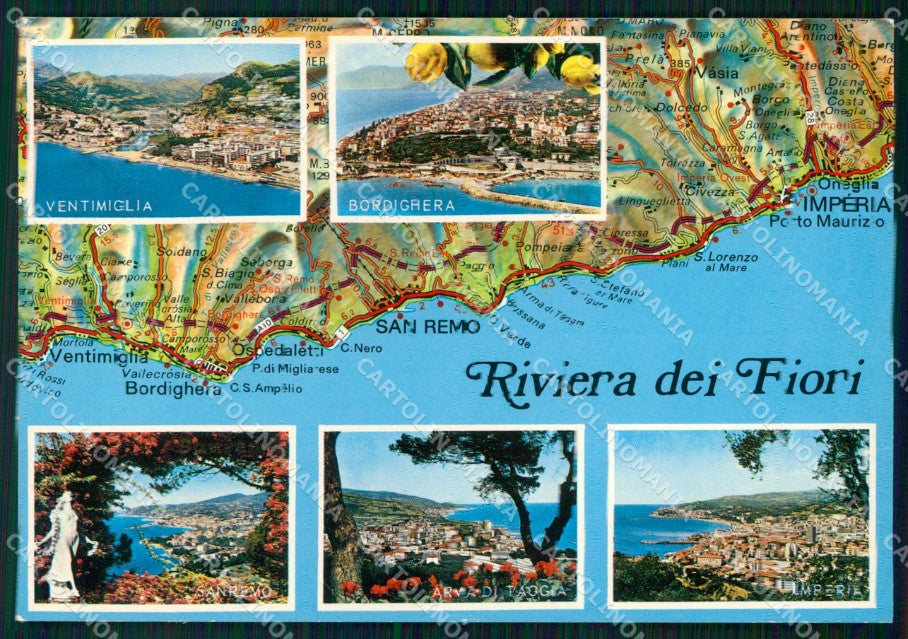 Imperia Bordighera Sanremo Ventimiglia Arma di Taggia PIEGA FG cartolina RT1776 – fronte