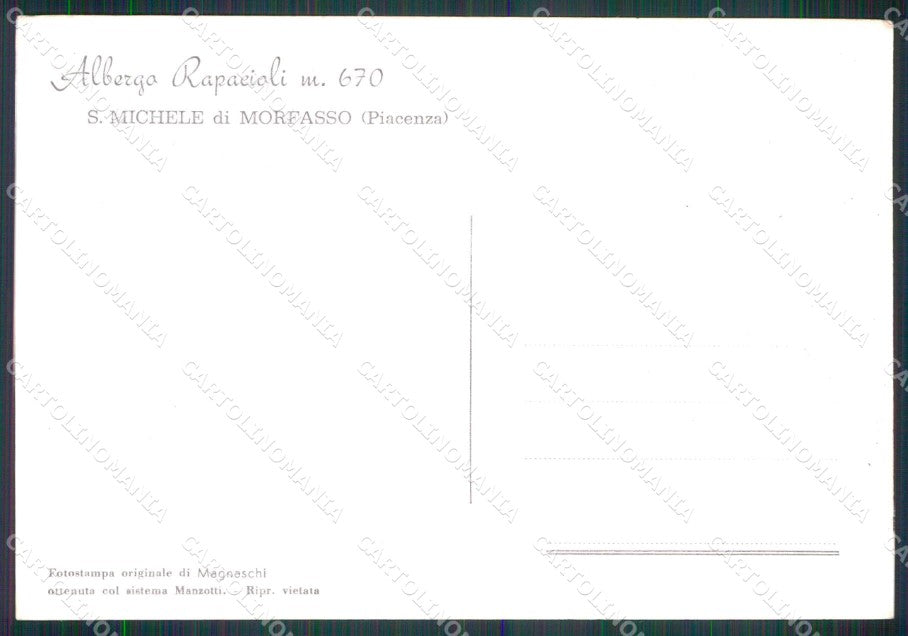 Piacenza Morfasso San Michele Albergo Rapacioli FG Foto cartolina RT1783 – retro