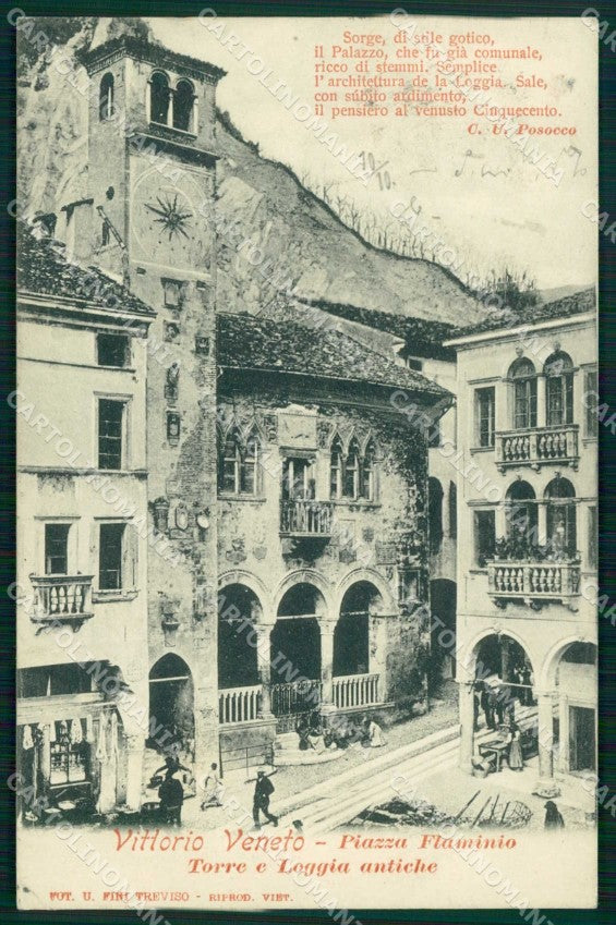 Treviso Vittorio Veneto Piazza Flaminio Torre Loggia Antiche cartolina RT1789 – fronte