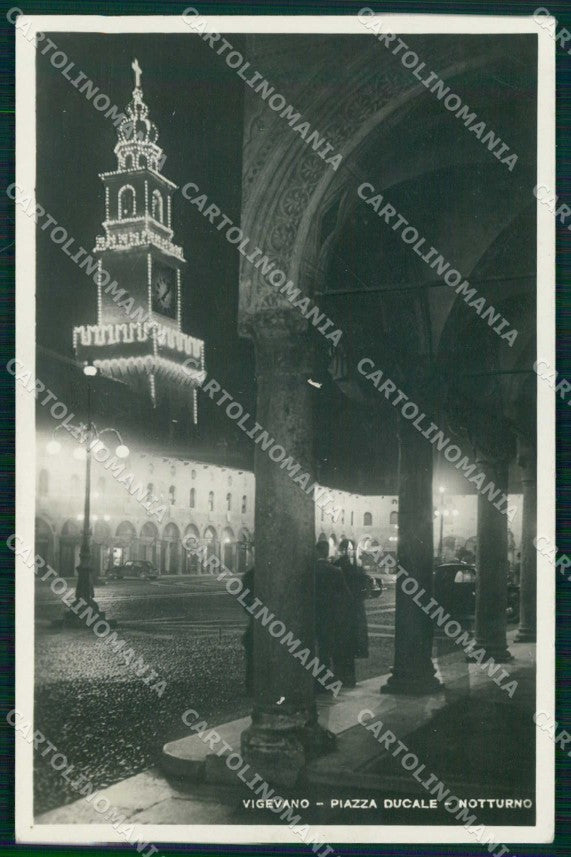 Pavia Vigevano Piazza Ducale Notturno Foto cartolina RT1816 – fronte