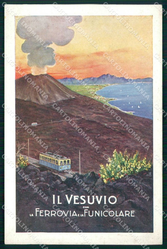 Napoli Città Vesuvio Ferrovia e Funicolare SCOLLATA cartolina RT1820 – fronte