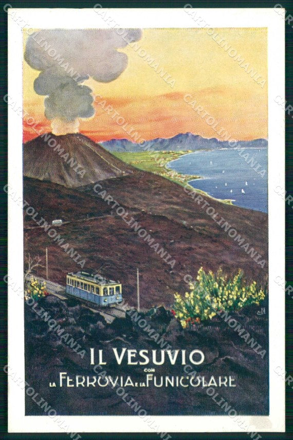 Napoli Città Vesuvio Ferrovia e Funicolare cartolina RT1822 – fronte