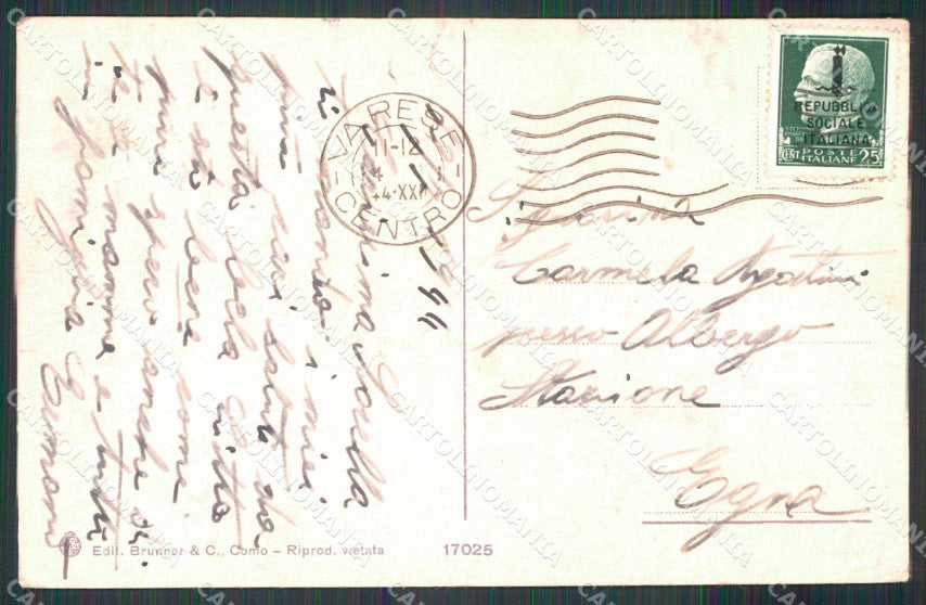 Varese Città Sacro Monte Brunner 17025 cartolina RT1842 – retro